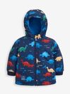 JoJo Maman Bébé Navy Dinosaur Reversible Fleece Lined Jacket