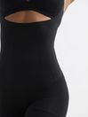 Reiss Black Spanx Shapewear Open-Bust Mid-Thigh Bodysuit