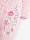 JoJo Maman Bébé Pink Bunny Appliqué Cotton Baby Sleepsuit