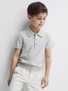 Reiss Grey Melange Wilton Junior Knitted Polo Shirt