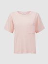 Reiss Pink Sofia Cotton Blend Crew Neck T-Shirt