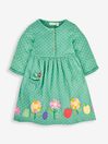 JoJo Maman Bébé Duck Egg Girls' The Very Hungry Caterpillar Appliqué With Pet In Pocket Button Front Dress