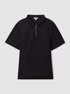 Reiss Black Floyd Slim Fit Half-Zip Polo Shirt