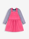JoJo Maman Bébé Raspberry Girls' Classic Cord Dress & Stripe Top Set