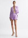 Reiss Lilac Hollie Double Breasted Linen Blazer