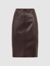 Reiss Berry Raya Leather High Rise Midi Skirt