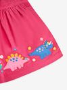 JoJo Maman Bébé Raspberry Girls' Dino Appliqué Cord Pinafore Dress