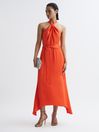 Reiss Orange Evelyn Petite Fitted Halter Neck Midi Dress