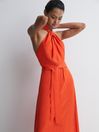 Reiss Orange Evelyn Petite Fitted Halter Neck Midi Dress