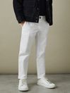 Reiss White Pitch Slim Fit Casual Chinos