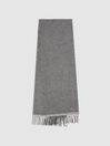 Reiss Black/White Victoria Wool Blend Dogtooth Embroidered Scarf