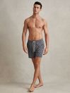 Reiss Navy/White Fraser Geometric Print Drawstring Swim Shorts
