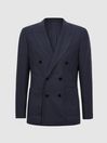 Reiss Airforce Blue Admire Double Breasted Weave Blazer