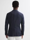 Reiss Airforce Blue Admire Double Breasted Weave Blazer