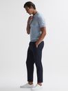 Reiss Soft Blue Fizz Knitted Half-Zip Polo T-Shirt