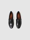 Reiss Black Irina Leather Animal Print Loafers