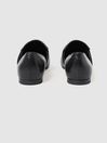 Reiss Black Irina Leather Animal Print Loafers