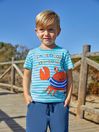JoJo Maman Bébé Blue Stripe Crab Appliqué T-Shirt