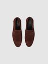 Reiss Rust Bray Suede Slip On Loafers