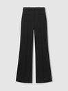 Reiss Black Claude Petite High Rise Flared Trousers