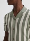 Reiss Ecru/Sage Tortolli Reiss | Ché Crocheted Cuban Collar Button Through Shirt