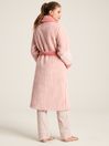 Joules Matilda Pink Fleece Lined Striped Dressing Gown with Hood