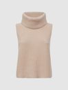 Reiss Neutral Kasha Wool-Cashmere Sleeveless Removable Roll Neck Vest