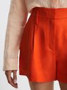 Reiss Orange Hollie Linen Pleat Front Shorts