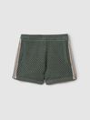 Reiss Dark Sage Green Creek Crochet Contrast Trim Elasticated Shorts