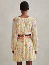 Reiss Pink/Yellow Lyla Floral Print Tie Waist Mini Skirt