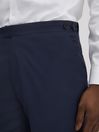 Reiss Navy Destiny Wool Side Adjuster Trousers