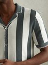 Reiss Argento/Optic White Naxos Knitted Cuban Collar Shirt