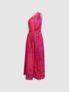 Reiss Pink Mila One Shoulder Paisley Maxi Dress