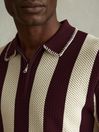 Reiss White/Bordeaux Paros Knitted Half-Zip Polo Shirt