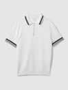 Reiss Optic White Chelsea Half-Zip Polo Shirt