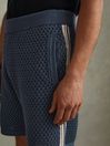 Reiss Airforce Blue Creek Cotton Blend Crochet Drawstring Shorts