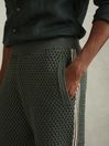 Reiss Dark Sage Green Creek Cotton Blend Crochet Drawstring Shorts