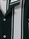 Reiss Green/White Alton Junior Ribbed Cuban Collar Shirt