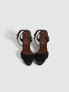 Reiss Black/Neutral Selene Crochet Wedges Heels