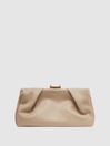 Reiss Taupe Madison Leather Clutch Bag