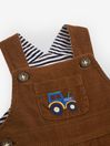 JoJo Maman Bébé Toffee Brown Tractor Embroidered Pocket Cord Dungarees