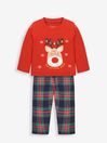 JoJo Maman Bébé Red Reindeer Tartan Pyjama