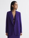 Reiss Purple Blake Slim Fit Single Breasted 100% Wool Blazer