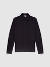 Reiss Navy Forbes Long Sleeve Merino Wool Cardigan