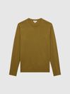 Reiss Bronze Green Wessex Merino Wool Jumper
