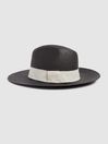 Reiss Black Arabella Straw Hat