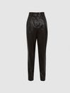 Reiss Black Abby High Waisted Shimmer Trousers