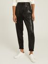 Reiss Black Abby High Waisted Shimmer Trousers