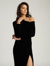 Reiss Black Bella Velvet Midi Dress