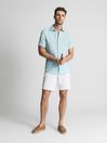 Reiss Aquamarine Holiday Slim Fit Linen Button-Through Shirt